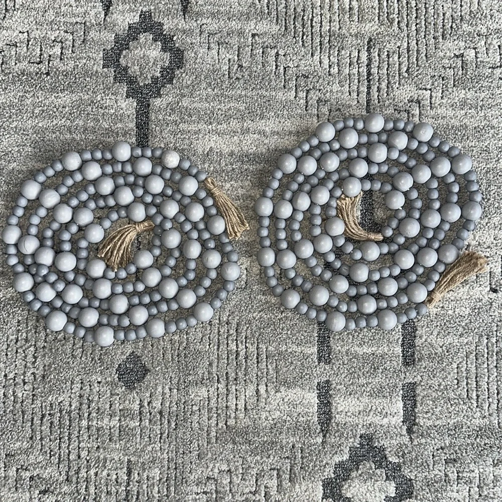 A set of two Gray Garland Christmas wooden beads brand new without box
